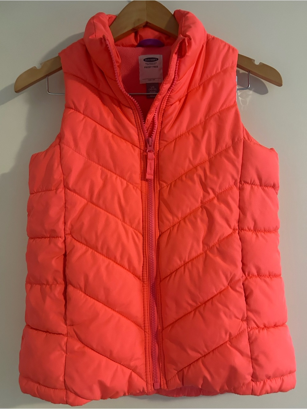 Old Navy Neon Coral Quilted Puffer Vest